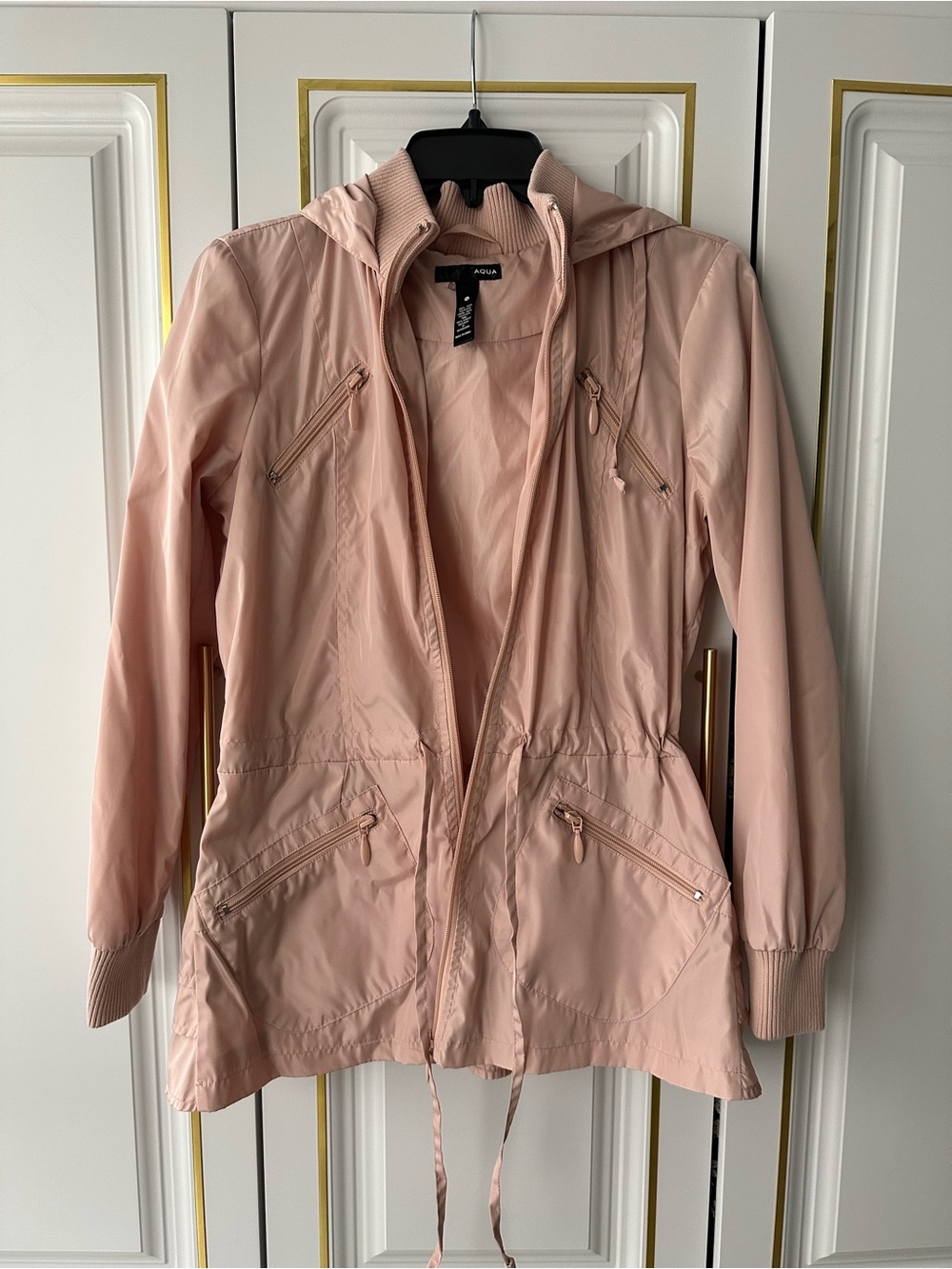 Aqua Blush Pink Hooded Utility Anorak Jacket